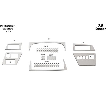 Meriç® Mitsubishi Avenue Ön Torpido Kaplama 36 Parça 2013-›