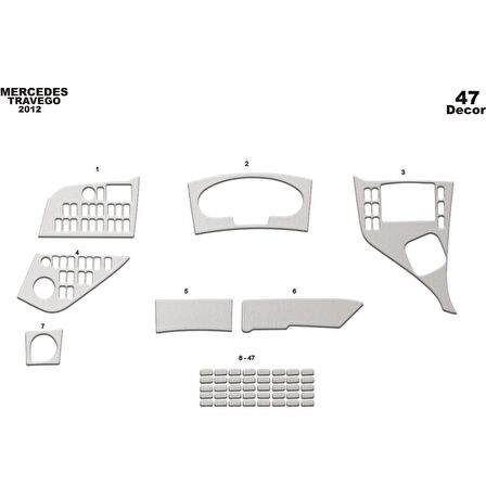 Meriç® Mercedes Travego Ön Torpido Kaplama 47 Parça 2012-›
