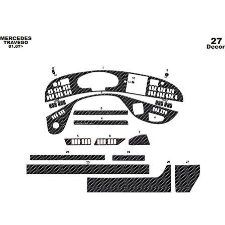 Meriç® Mercedes Travego Ön Torpido Kaplama 27 Parça 2005-2010