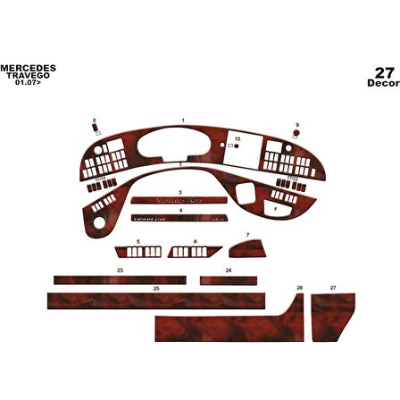 Meriç® Mercedes Travego Ön Torpido Kaplama 27 Parça 2005-2010
