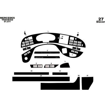 Meriç® Mercedes Travego Ön Torpido Kaplama 27 Parça 2005-2010