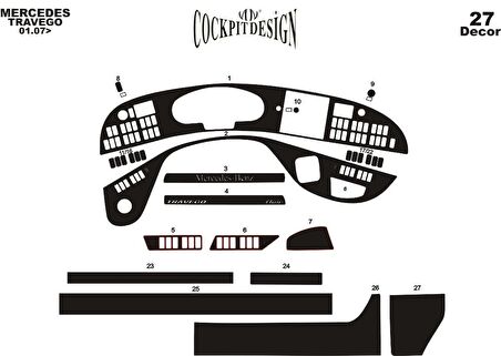 Meriç® Mercedes Travego Ön Torpido Kaplama 27 Parça 2005-2010