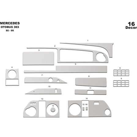 Meriç® Mercedes 303 Ön Torpido Kaplama 16 Parça 1992-1995