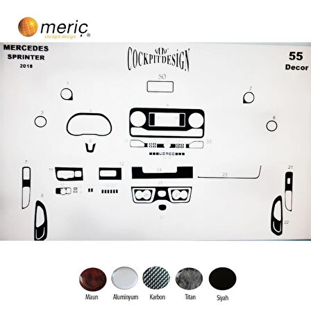 Meriç® Sprinter W907 Ön Torpido Kaplama 7" Multimedia 55 Parça 2020-›