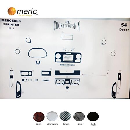 Meriç® Mercedes Sprinter W907 Ön Torpido Kaplama 54 Parça 2020-›