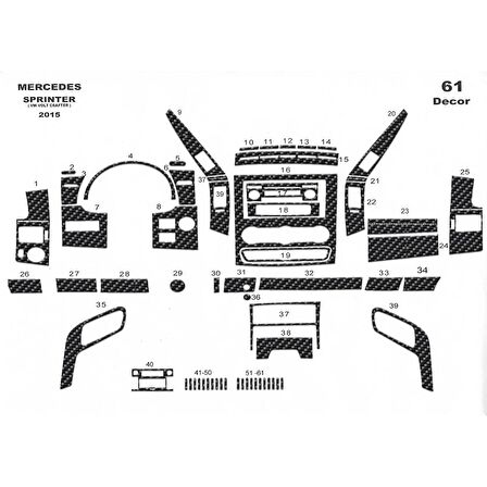 Meriç® Mercedes Sprinter Ön Torpido Kaplama 61 Parça 2006-2019