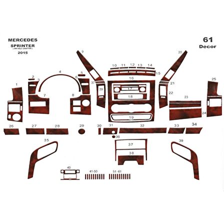 Meriç® Mercedes Sprinter Ön Torpido Kaplama 61 Parça 2006-2019