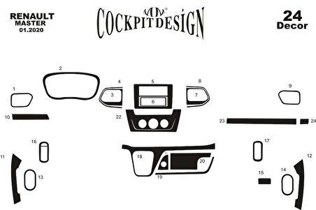 Meriç® Renault Master Ön Torpido Kaplama 24 Parça 2020-›