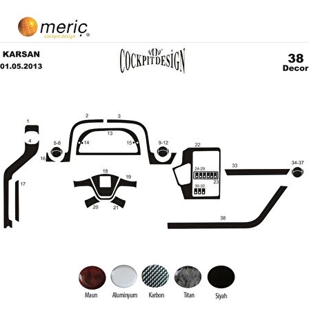 Meriç® Peugeot Karsan Jest Ön Torpido Kaplama 38 Parça 2013-›