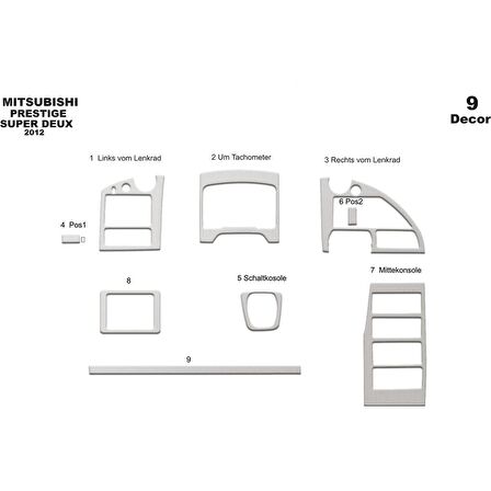 Meriç® Mitsubishi Temsa Prestige Ön Torpido Kaplama 9 Parça 2012-2016