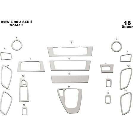 Meriç® Bmw 3 E90 Ön Torpido Kaplama 18 Parça 2006-2011