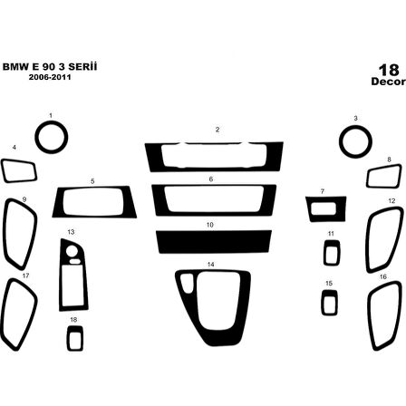 Meriç® Bmw 3 E90 Ön Torpido Kaplama 18 Parça 2006-2011