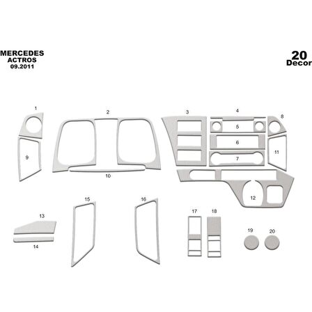 Meriç® Mercedes Actros Mp4 Ön Torpido Kaplama 22 Parça 2016-2020