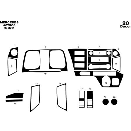 Meriç® Mercedes Actros Mp4 Ön Torpido Kaplama 22 Parça 2016-2020