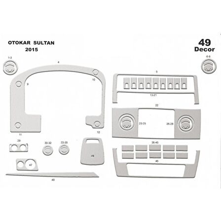 Meriç® Otokar Sultan Ön Torpido Kaplama Full Set 49 Parça 2015-›