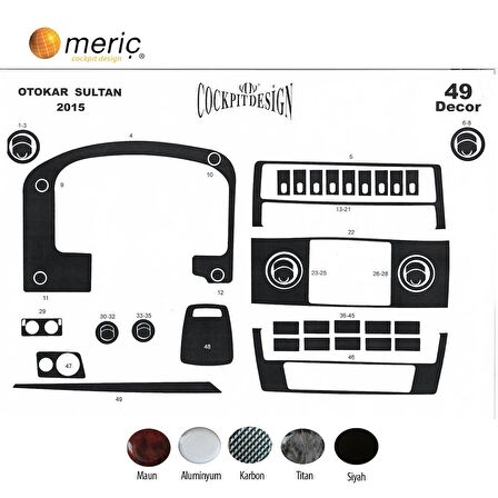 Meriç® Otokar Sultan Ön Torpido Kaplama Full Set 49 Parça 2015-›