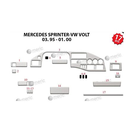Meriç® Volkswagen Volt Lt Ön Torpido Kaplama 17 Parça 1995-2006