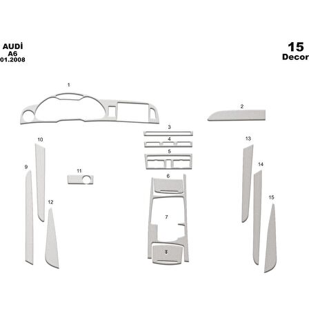 Meriç® Audi A6 Ön Torpido Kaplama 15 Parça 2008-›