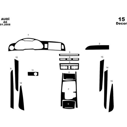 Meriç® Audi A6 Ön Torpido Kaplama 15 Parça 2008-›