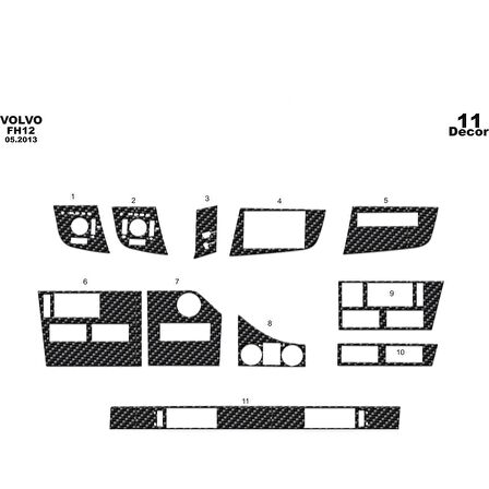 Meriç® Volvo FH Ön Torpido Kaplama 11 Parça 2017-2019