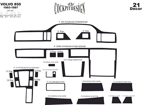 Meriç® Volvo 850 Ön Torpido Kaplama 21 Parça 1993-1997
