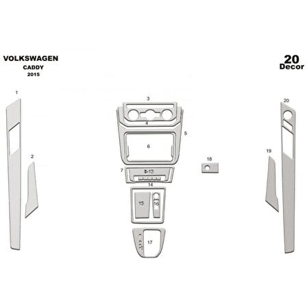 Meriç® Volkswagen Caddy Ön Torpido Kaplama 20 Parça 2015-›