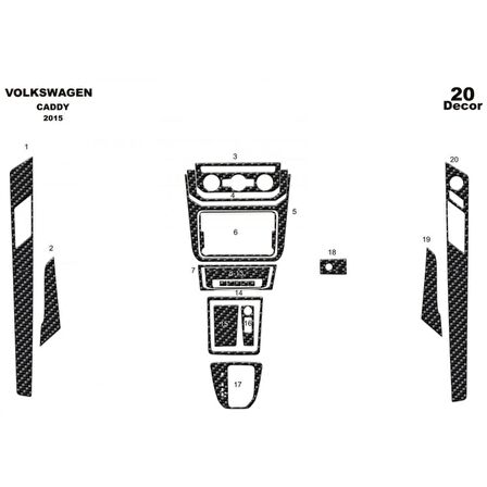 Meriç® Volkswagen Caddy Ön Torpido Kaplama 20 Parça 2015-›