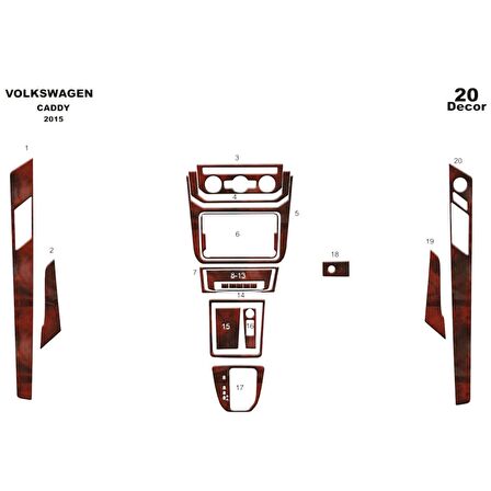 Meriç® Volkswagen Caddy Ön Torpido Kaplama 20 Parça 2015-›