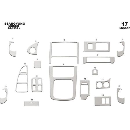 Meriç® Ssangyong Musso Ön Torpido Kaplama 17 Parça 1996-1999