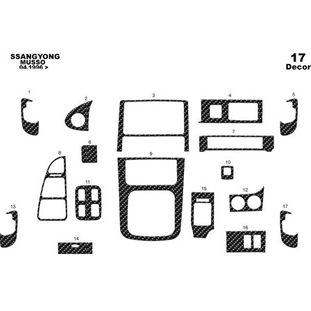 Meriç® Ssangyong Musso Ön Torpido Kaplama 17 Parça 1996-1999