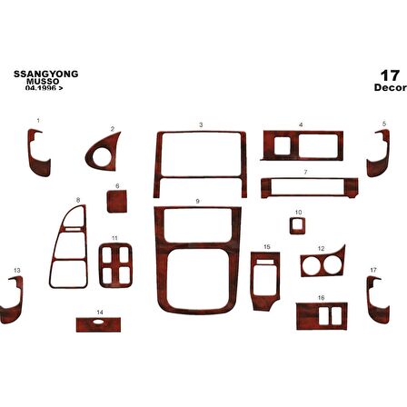 Meriç® Ssangyong Musso Ön Torpido Kaplama 17 Parça 1996-1999
