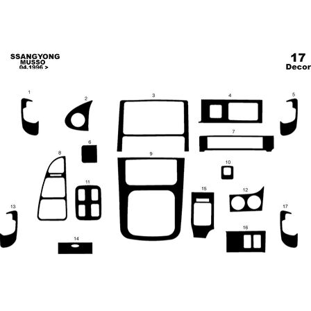 Meriç® Ssangyong Musso Ön Torpido Kaplama 17 Parça 1996-1999