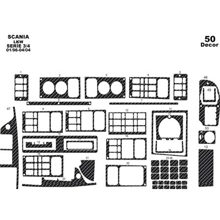 Meriç® Scania LKW 3/4 Ön Torpido Kaplama 50 Parça 1996-2004