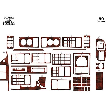 Meriç® Scania LKW 3/4 Ön Torpido Kaplama 50 Parça 1996-2004