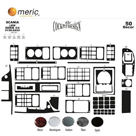 Meriç® Scania LKW 3/4 Ön Torpido Kaplama 50 Parça 1996-2004