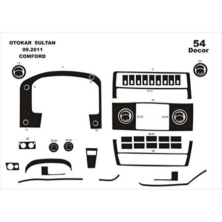 Meriç® Otokar Sultan Maxi Ön Torpido Kaplama 54 Parça 2012-2014