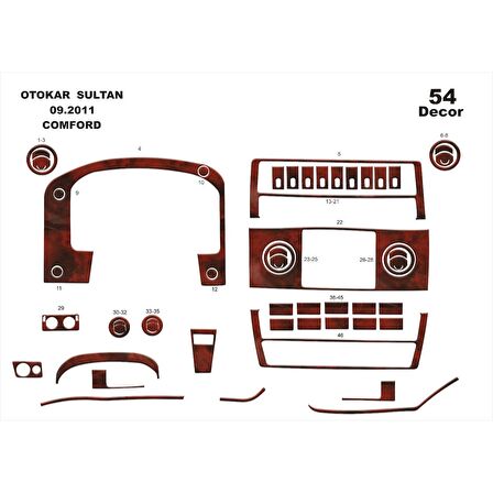 Meriç® Otokar Sultan Comfort Ön Torpido Kaplama 54 Parça 2012-2014