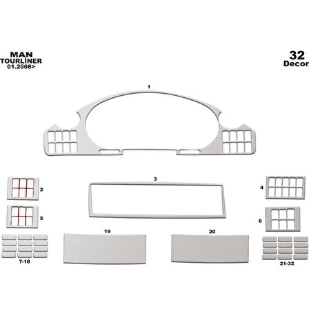 Meriç® Neoplan Tourliner Ön Torpido Kaplama 32 Parça 2008-›