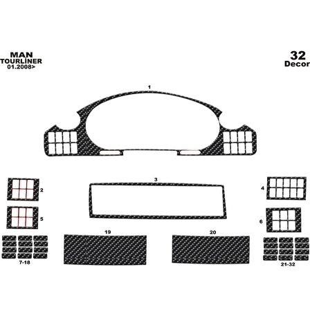Meriç® Neoplan Tourliner Ön Torpido Kaplama 32 Parça 2008-›
