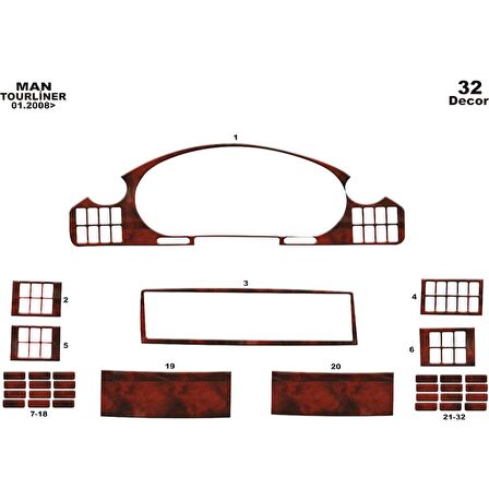 Meriç® Neoplan Tourliner Ön Torpido Kaplama 32 Parça 2008-›