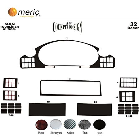 Meriç® Neoplan Tourliner Ön Torpido Kaplama 32 Parça 2008-›