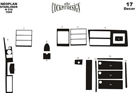 Meriç® Neoplan Star Line Th 516 Ön Torpido Kaplama 17 Parça 1998-›