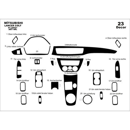 Meriç® Mitsubishi Lancer Ön Torpido Kaplama 23 Parça 2002-2009
