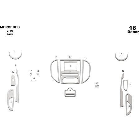 Meriç® Mercedes Vito Ön Torpido Kaplama 18 Parça 2015-›