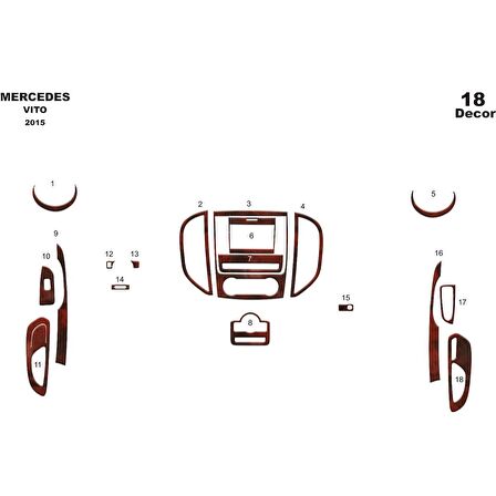 Meriç® Mercedes Vito Ön Torpido Kaplama 18 Parça 2015-›