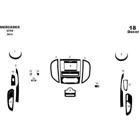 Meriç® Mercedes Vito Ön Torpido Kaplama 18 Parça 2015-›