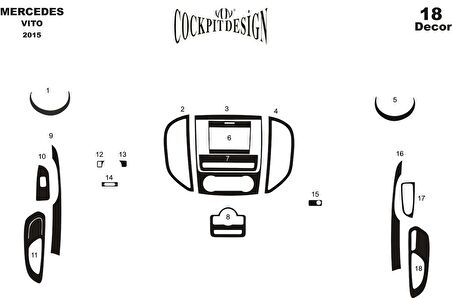 Meriç® Mercedes Vito Ön Torpido Kaplama 18 Parça 2015-›