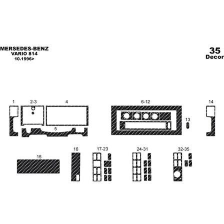 Meriç® Mercedes Vario 814 Ön Torpido Kaplama 35 Parça 1996-›