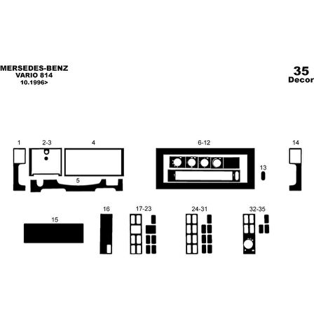 Meriç® Mercedes Vario 814 Ön Torpido Kaplama 35 Parça 1996-›