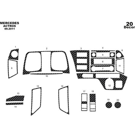 Meriç® Mercedes Actros Mp4 Ön Torpido Kaplama 20 Parça 2016-2020